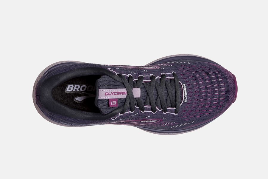 Glycerin 19 Road Brooks Running Shoes NZ Womens - Black/Purple - TRLFDU-863